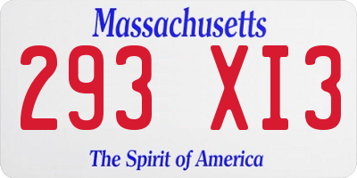 MA license plate 293XI3