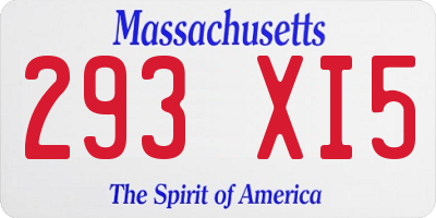 MA license plate 293XI5