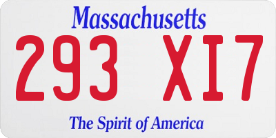 MA license plate 293XI7