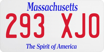 MA license plate 293XJ0