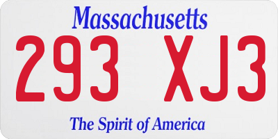 MA license plate 293XJ3