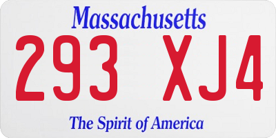 MA license plate 293XJ4