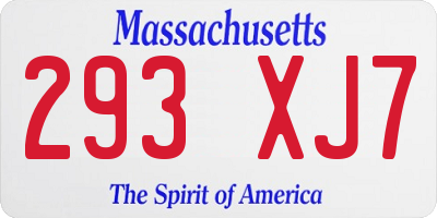 MA license plate 293XJ7
