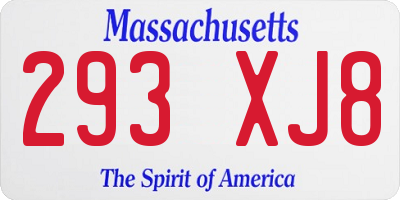 MA license plate 293XJ8