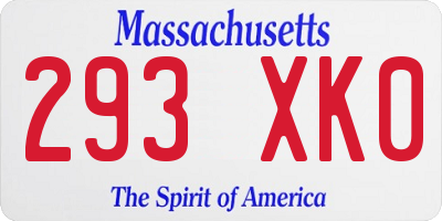 MA license plate 293XK0