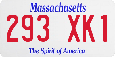 MA license plate 293XK1