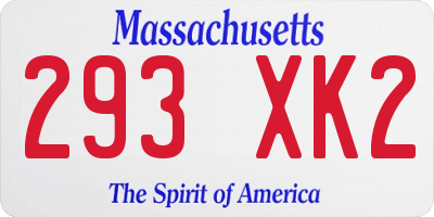 MA license plate 293XK2