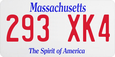 MA license plate 293XK4