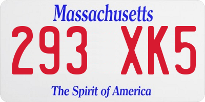 MA license plate 293XK5