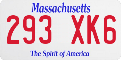 MA license plate 293XK6
