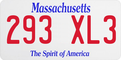MA license plate 293XL3