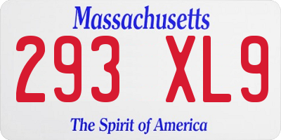 MA license plate 293XL9