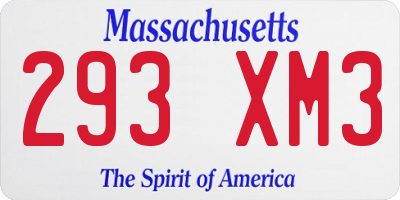 MA license plate 293XM3