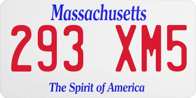 MA license plate 293XM5