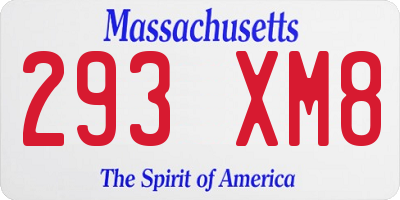 MA license plate 293XM8