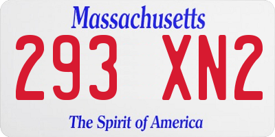 MA license plate 293XN2