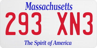 MA license plate 293XN3