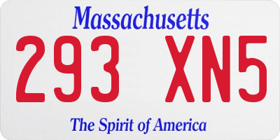 MA license plate 293XN5