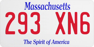 MA license plate 293XN6