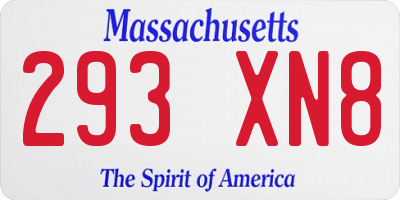 MA license plate 293XN8
