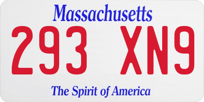 MA license plate 293XN9
