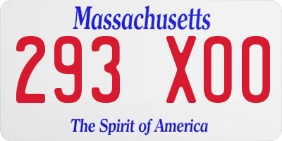 MA license plate 293XO0