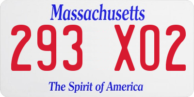 MA license plate 293XO2