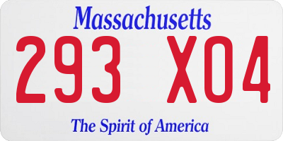 MA license plate 293XO4