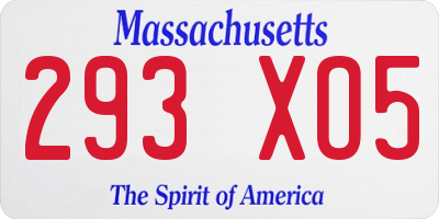 MA license plate 293XO5