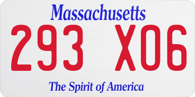 MA license plate 293XO6