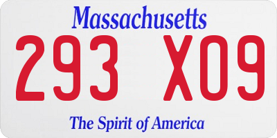 MA license plate 293XO9