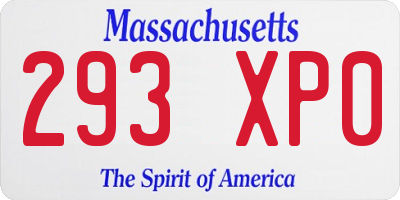 MA license plate 293XP0