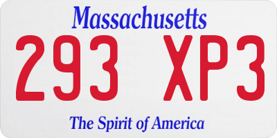 MA license plate 293XP3