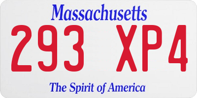 MA license plate 293XP4