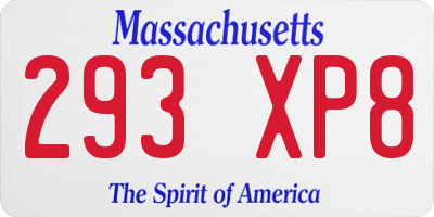 MA license plate 293XP8