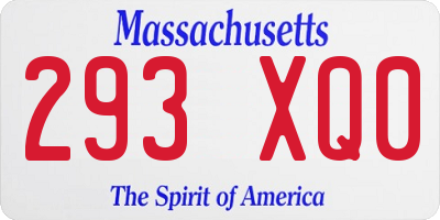 MA license plate 293XQ0
