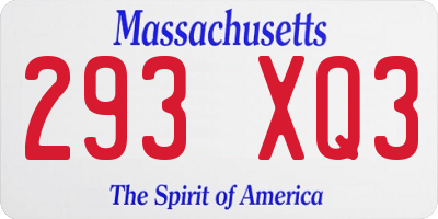 MA license plate 293XQ3