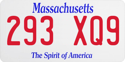 MA license plate 293XQ9