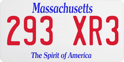 MA license plate 293XR3