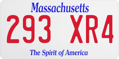 MA license plate 293XR4