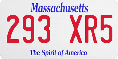 MA license plate 293XR5