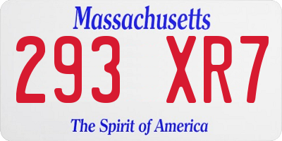MA license plate 293XR7