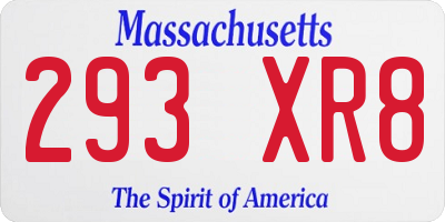 MA license plate 293XR8