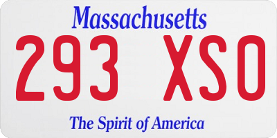 MA license plate 293XS0