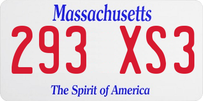 MA license plate 293XS3