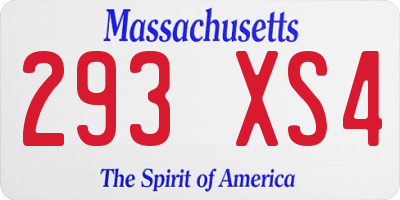 MA license plate 293XS4