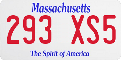 MA license plate 293XS5