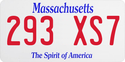 MA license plate 293XS7