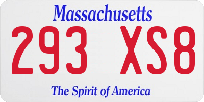 MA license plate 293XS8