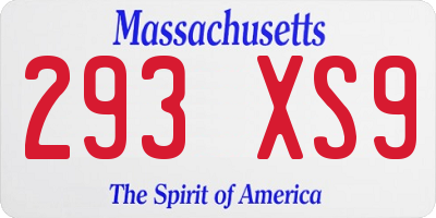 MA license plate 293XS9